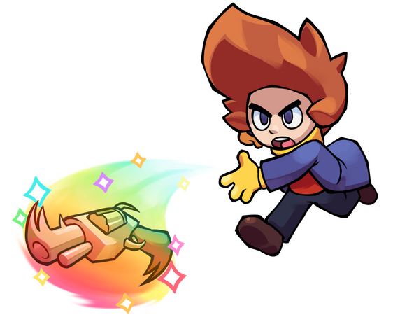 The main characters of "Lazarus Hearts": Ren, a teen sporting a revolver and ridiculous hairdo, and Sinbad, a cat wearing a yellow sweater.